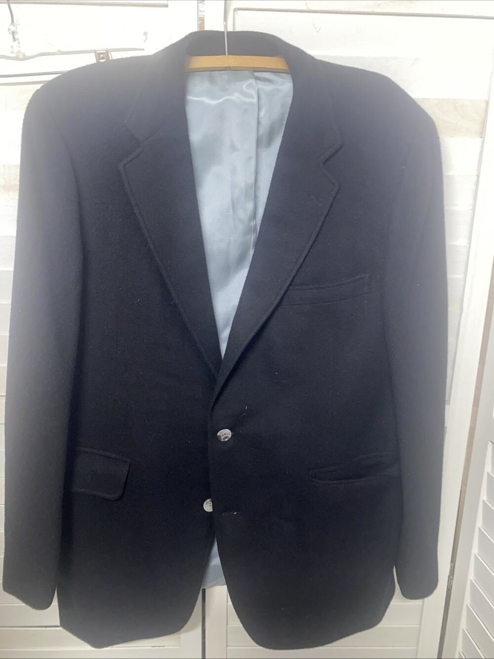 VINTAGE Alan’s Blazer Mens 42R Black 100% Cashmere Felt Coat Jacket Lined